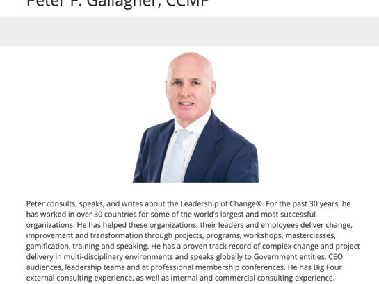 Congratulations to Peter F Gallagher Voted onto the ACMP Global Board of Directors