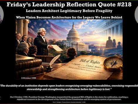 Friday’s Leadership Reflection Quote – Saeculum Leadership® Leaders Architect Legitimacy Before Fragility