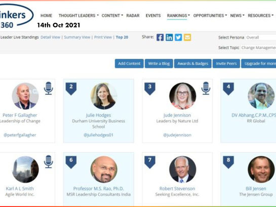 #1 Global Thought Leaders and Influencers on Change Management (14th Oct 2021)