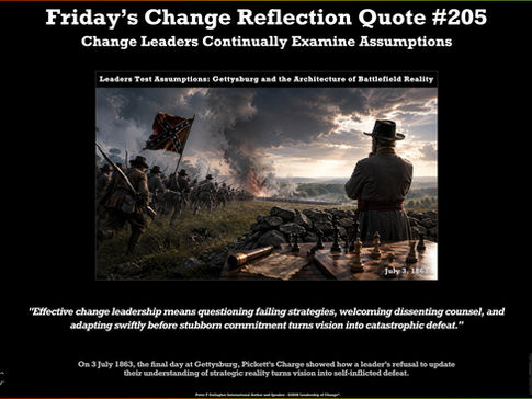 Friday’s Change Reflection Quote - Leadership of Change® - Change Leaders Continually Examine Assumptions