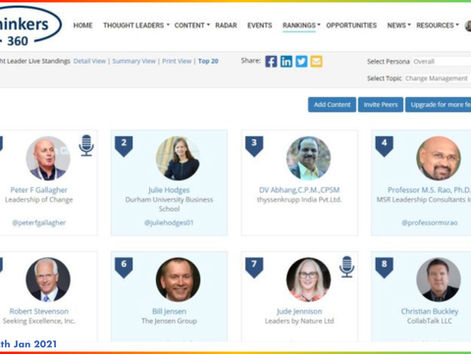 #1 Global Thought Leaders and Influencers on Change Management (12th Jan 2021)