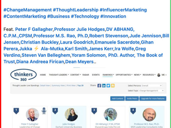 #1 Global Thought Leaders and Influencers on Change Management (1st Apr 2021)