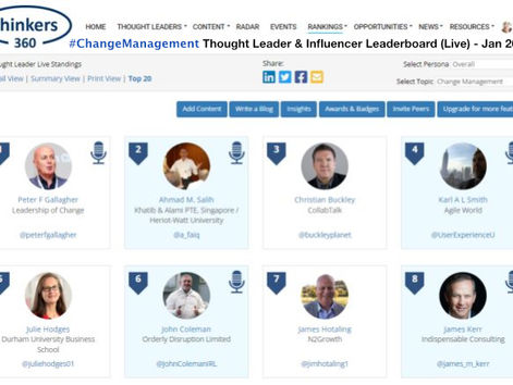#1 Global Thought Leaders and Influencers on Change Management - Live Leaderboard 25th Jan 2023