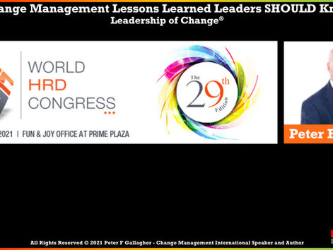 World HRD Congress Conference: Feb 2021 - Peter F Gallagher Speaking on Change Management 