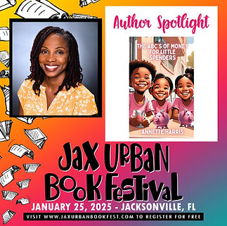 Annette Harris photo with event details for the Jax Urban Book Festiveal on January 25, 2025 in Jacksonville, FL