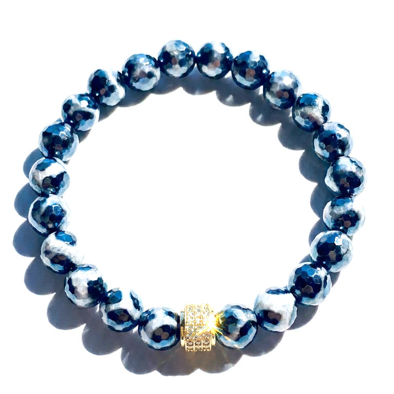 Blue and White Agate Bracelet