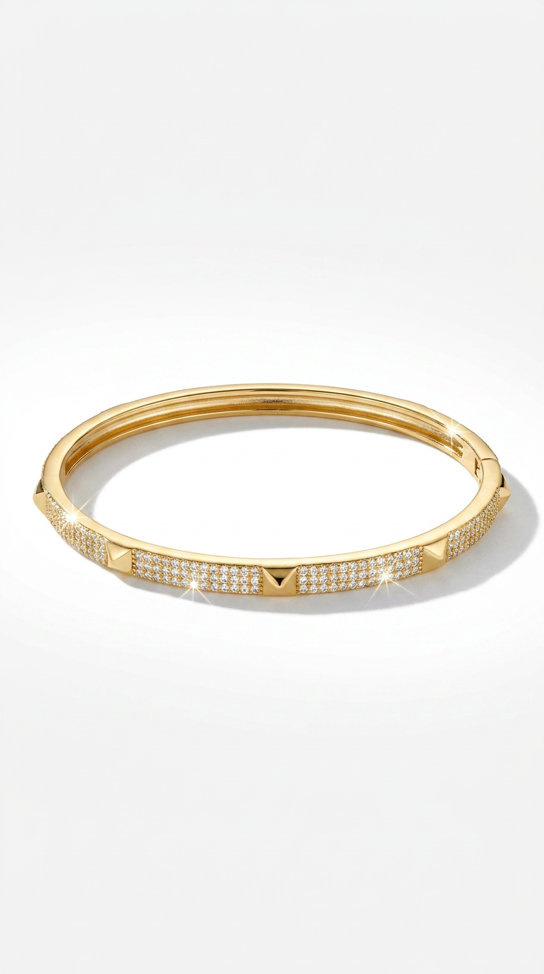 Thin Pyramid Gold Filled Bangle