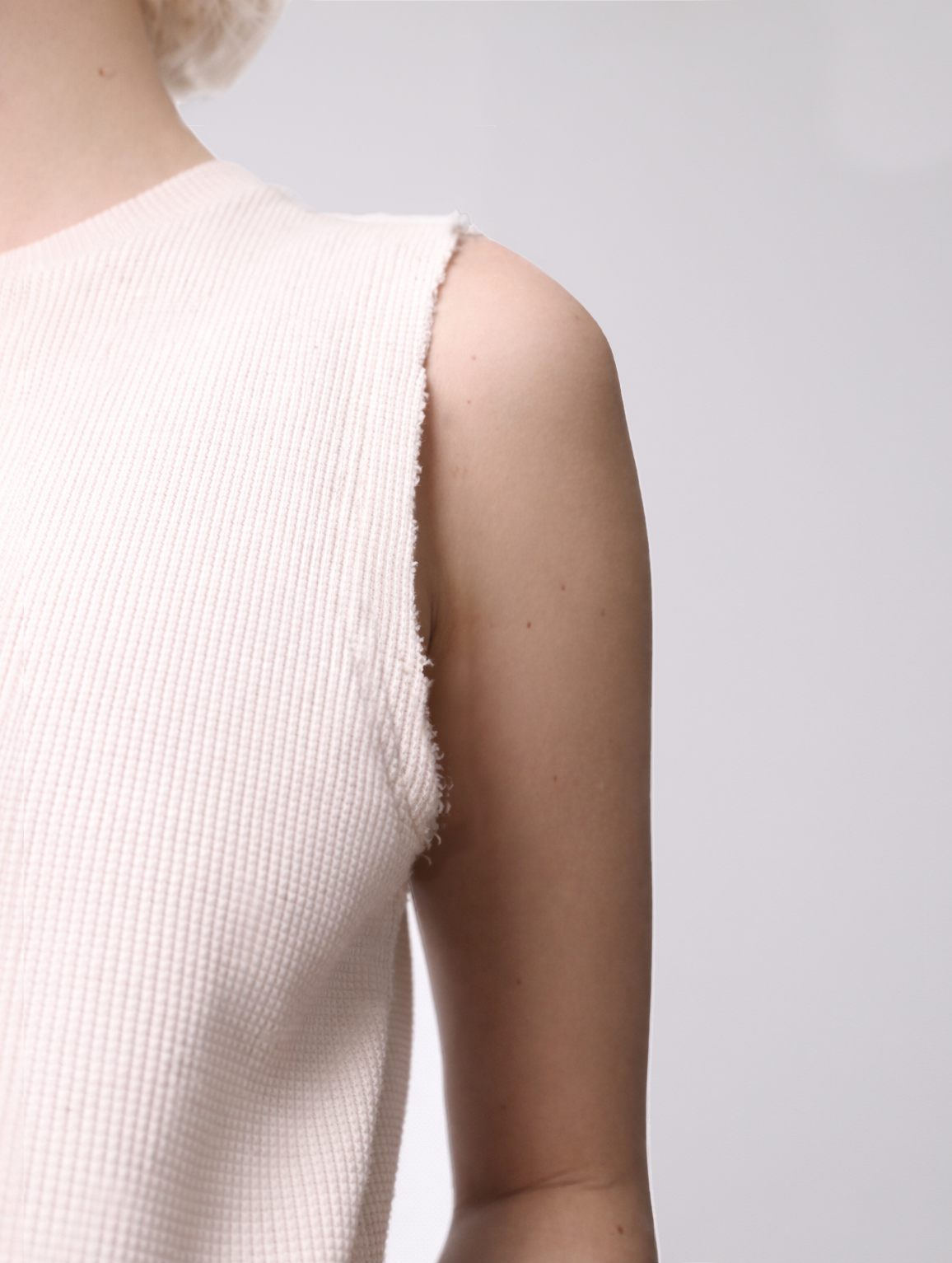 Waffle Muscle Crop Top - Cream