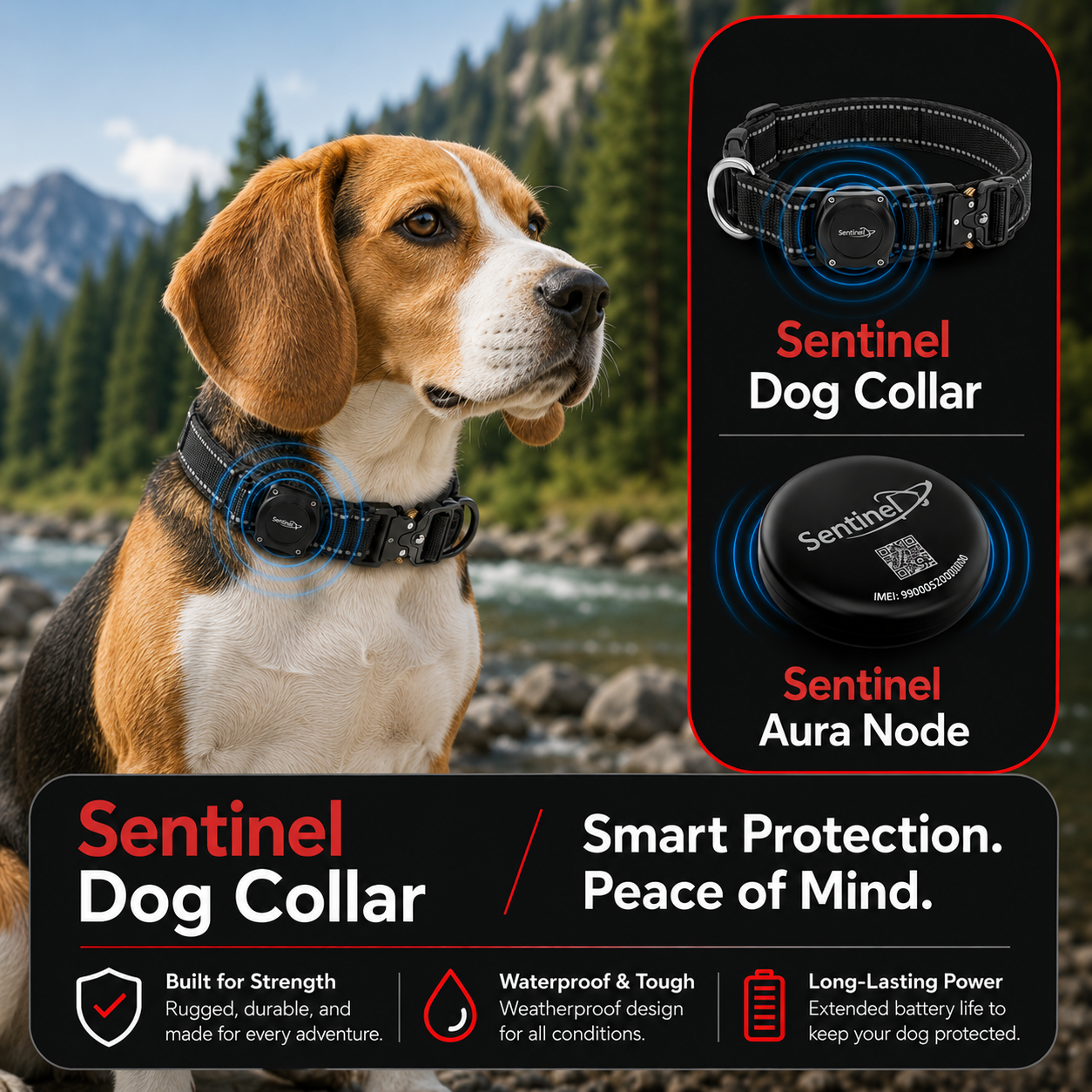 Premium 2-in-1 BLE Dog Tracker & Collar │ Medium Dog Breed