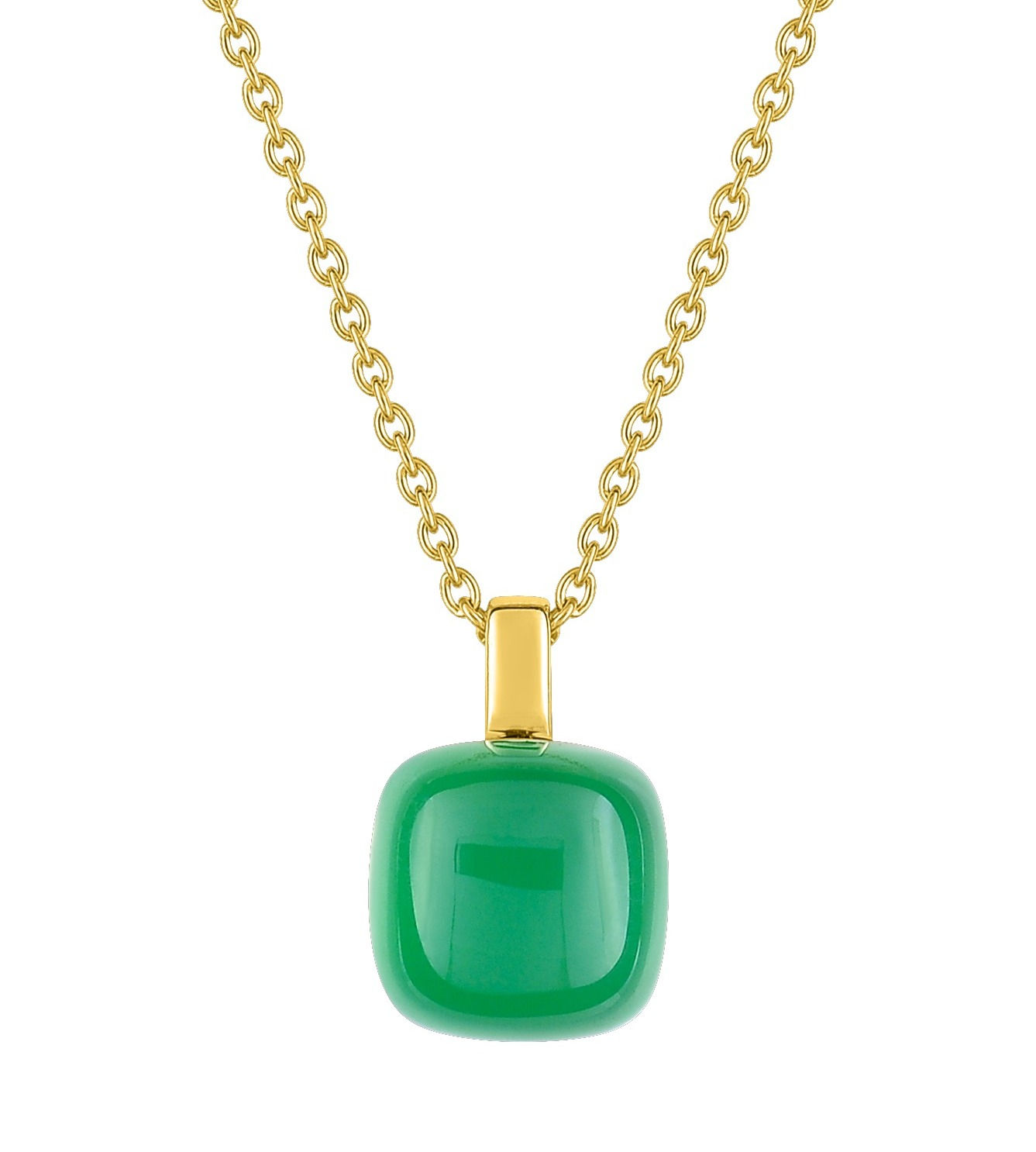 Pendentif Joelli or jaune 750 avec agate verte cabochon