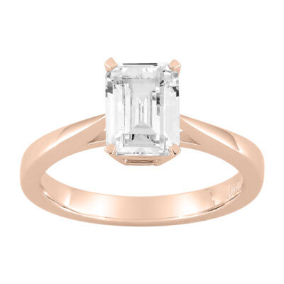 Miniature : Solitaire taille émeraude diamant synthétique 1,50ct