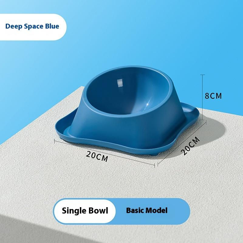 Thumbnail: 1pc Stainless Steel Double Dog Bowl Cat Food Container Non-slip Base Pet Water F