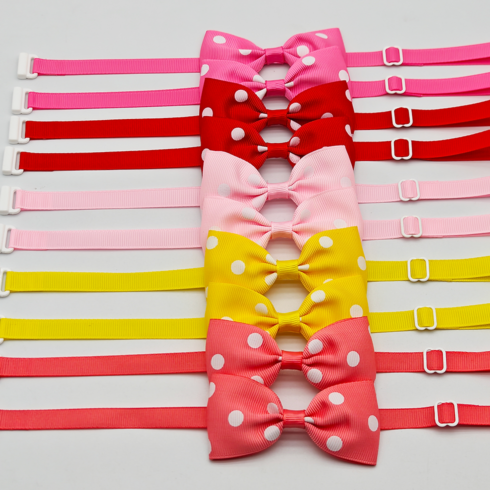 Thumbnail: 10pcs Ribbon Bow Ties For Dogs Adjustable Neck Tie For Cat Dots Pattern Pet Groo