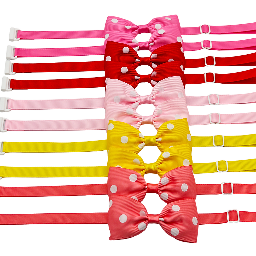 Thumbnail: 10pcs Ribbon Bow Ties For Dogs Adjustable Neck Tie For Cat Dots Pattern Pet Groo
