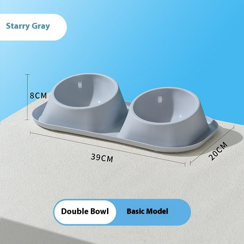 Thumbnail: 1pc Stainless Steel Double Dog Bowl Cat Food Container Non-slip Base Pet Water F
