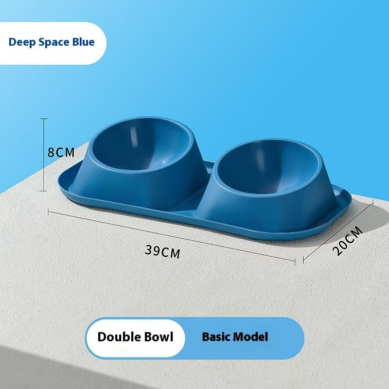 Thumbnail: 1pc Stainless Steel Double Dog Bowl Cat Food Container Non-slip Base Pet Water F