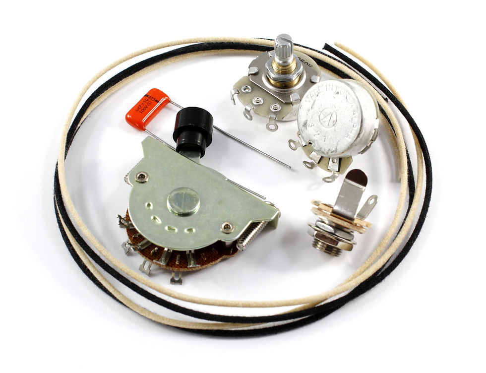 Thumbnail: Metric Tele Wiring Kit w/ Alpha A250K Split Shaft 18 Spline - Barrel Switch Tip
