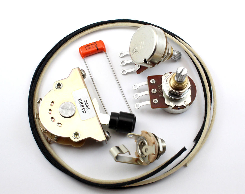 Thumbnail: Premium Tele Wiring Kit w/ Bourns 250K Split Shaft 18 Spline - Barrel Switch Tip