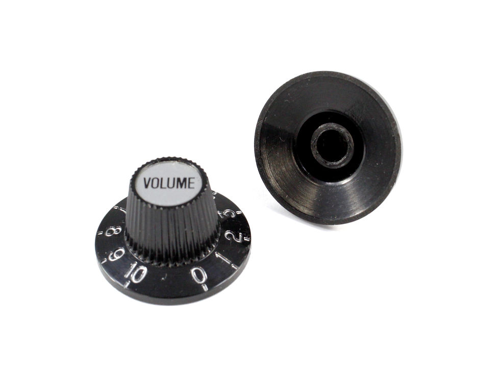Thumbnail: Witch Hat Knobs 1 Vol & 1 Tone Set | 18 or 24 Spline - Black Silver