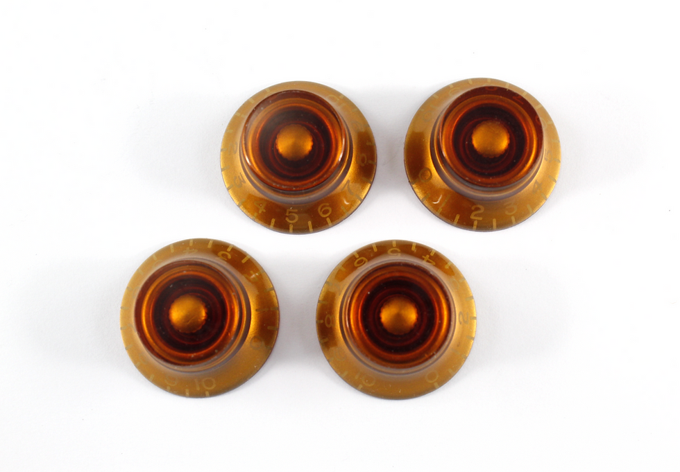 Thumbnail: Top Hat Bell Knobs  | 18 or 24 Spline - Set of 4 - Amber