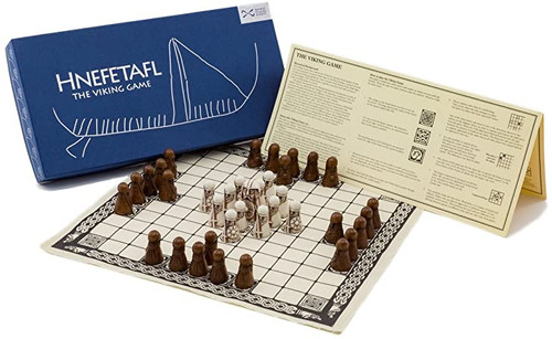 Handcrafted Hnefatafl Viking Game Set: Resin Pieces, Linen Board