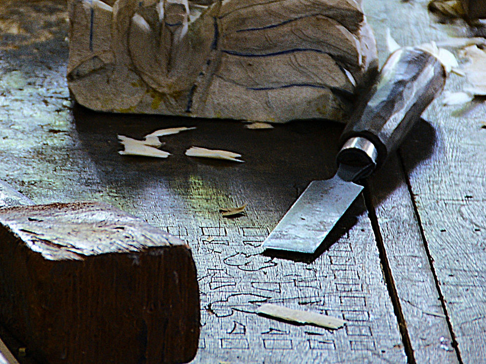 Messy mask making table