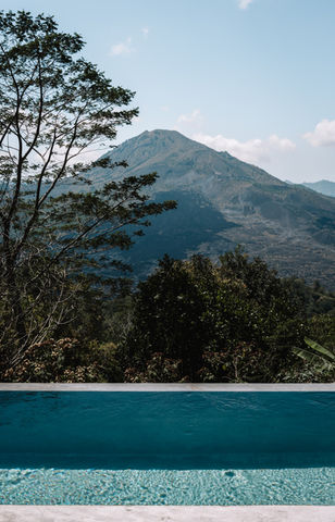 View on Mount Batur from the panoramic swimming pool