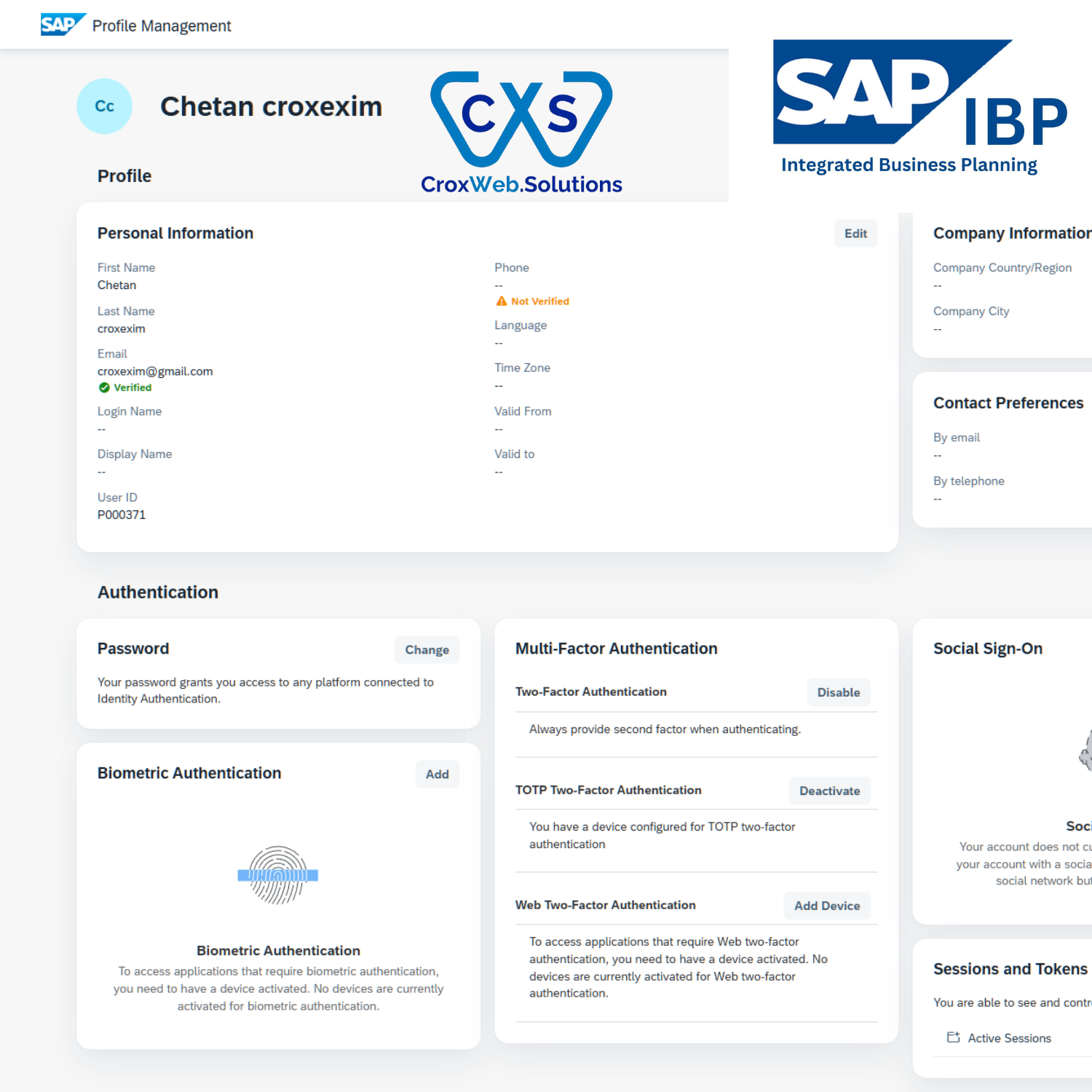 SAP IBP Cloud Server Access