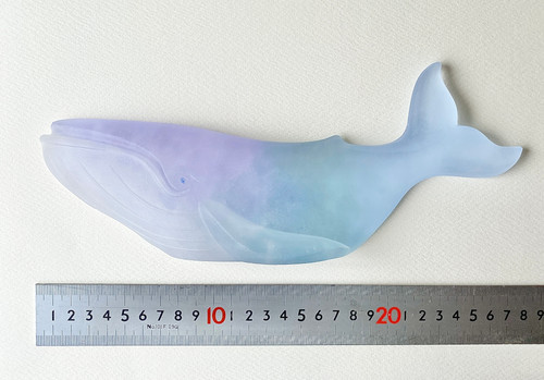 クジラの置物 ガラス製 紫と灰青 KOG4 | いろおとひかり