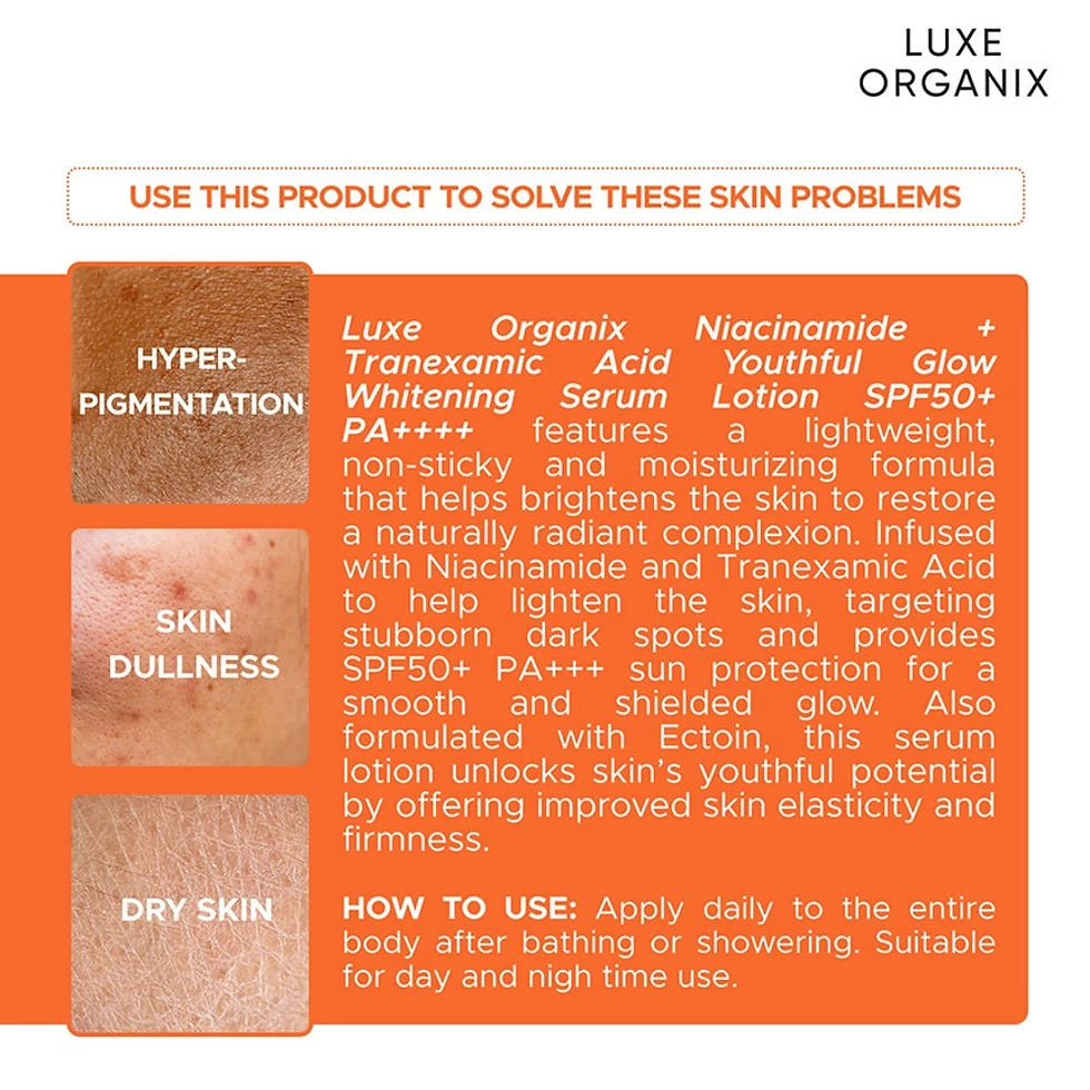 Thumbnail: Luxe Organix Niacinamide + Tranexamic Acid Youthful Glow Whitening Serum Lotion 