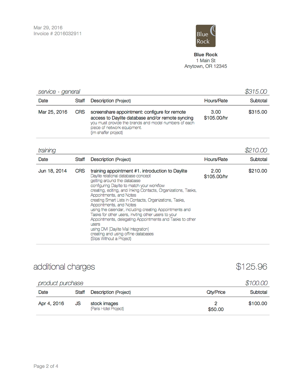 Thumbnail: Invoice template: Professional Services by Category - BP111