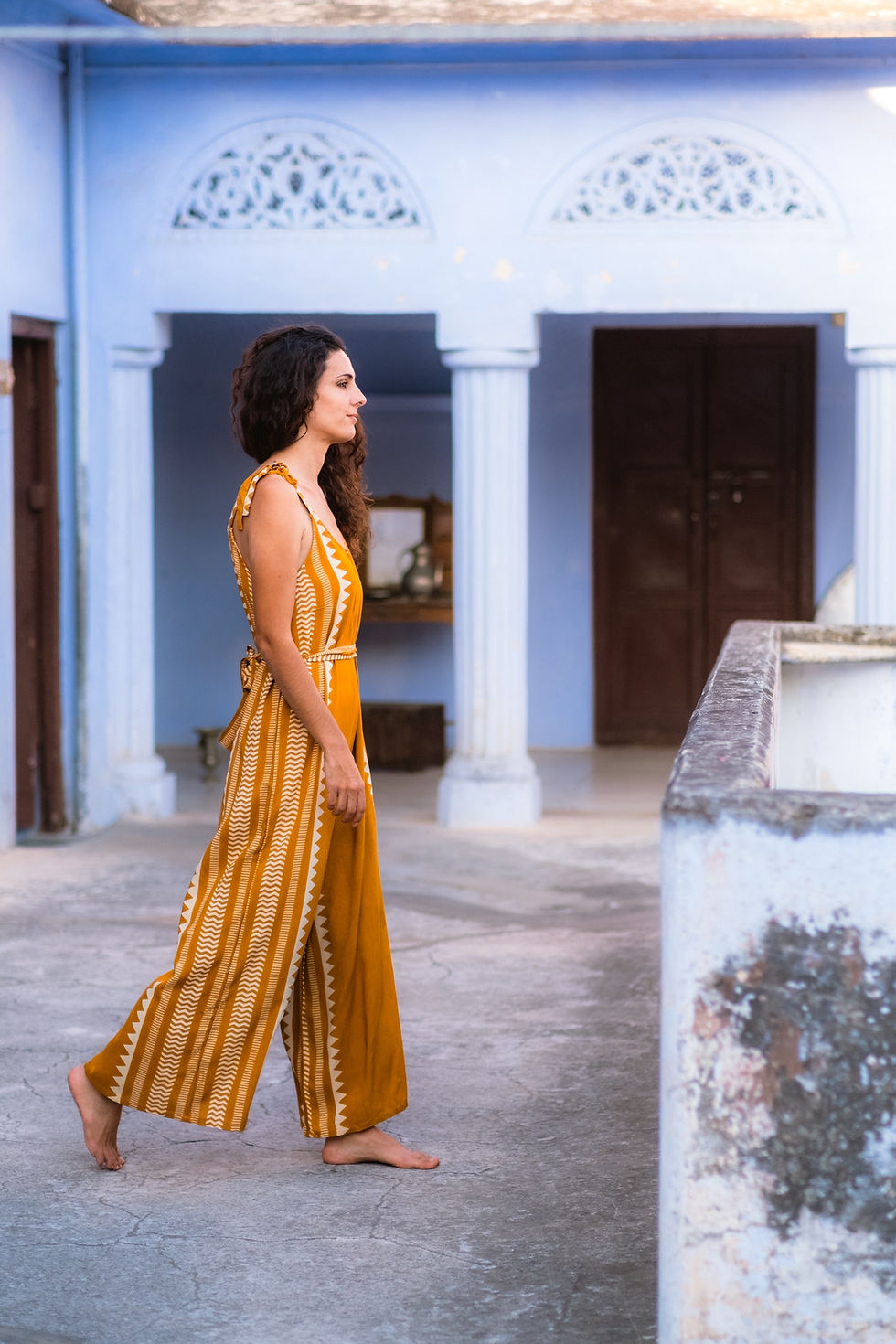 Thumbnail: Agni jumpsuit, Green or ocher 