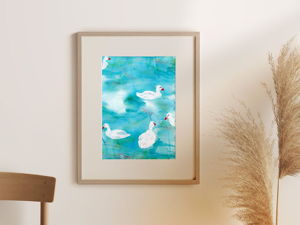 Thumbnail: Little Ducks Abstract watercolors