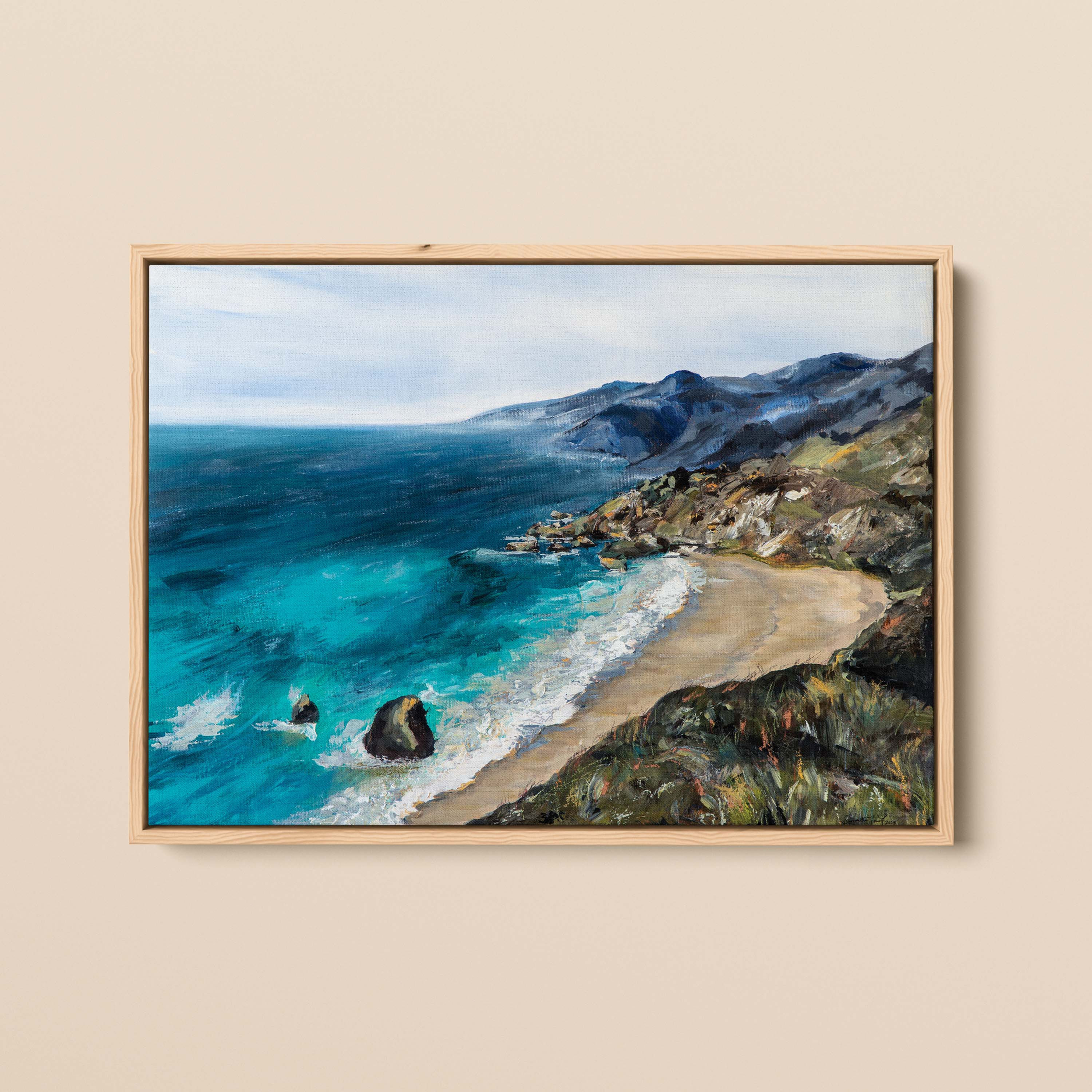 I am Grounded - California Coastline Landscape painting - Framed Canvas Print