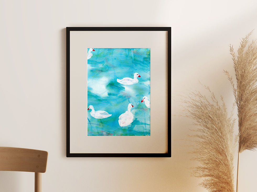 Thumbnail: Little Ducks Abstract watercolors