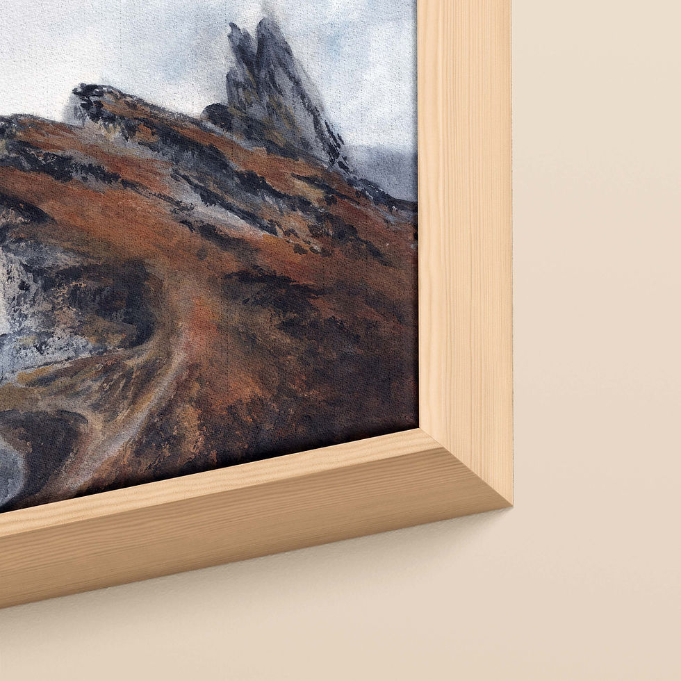 Thumbnail: Misty Ridgeline Framed Canvas Print - Misty Dolomites Mountain wall art