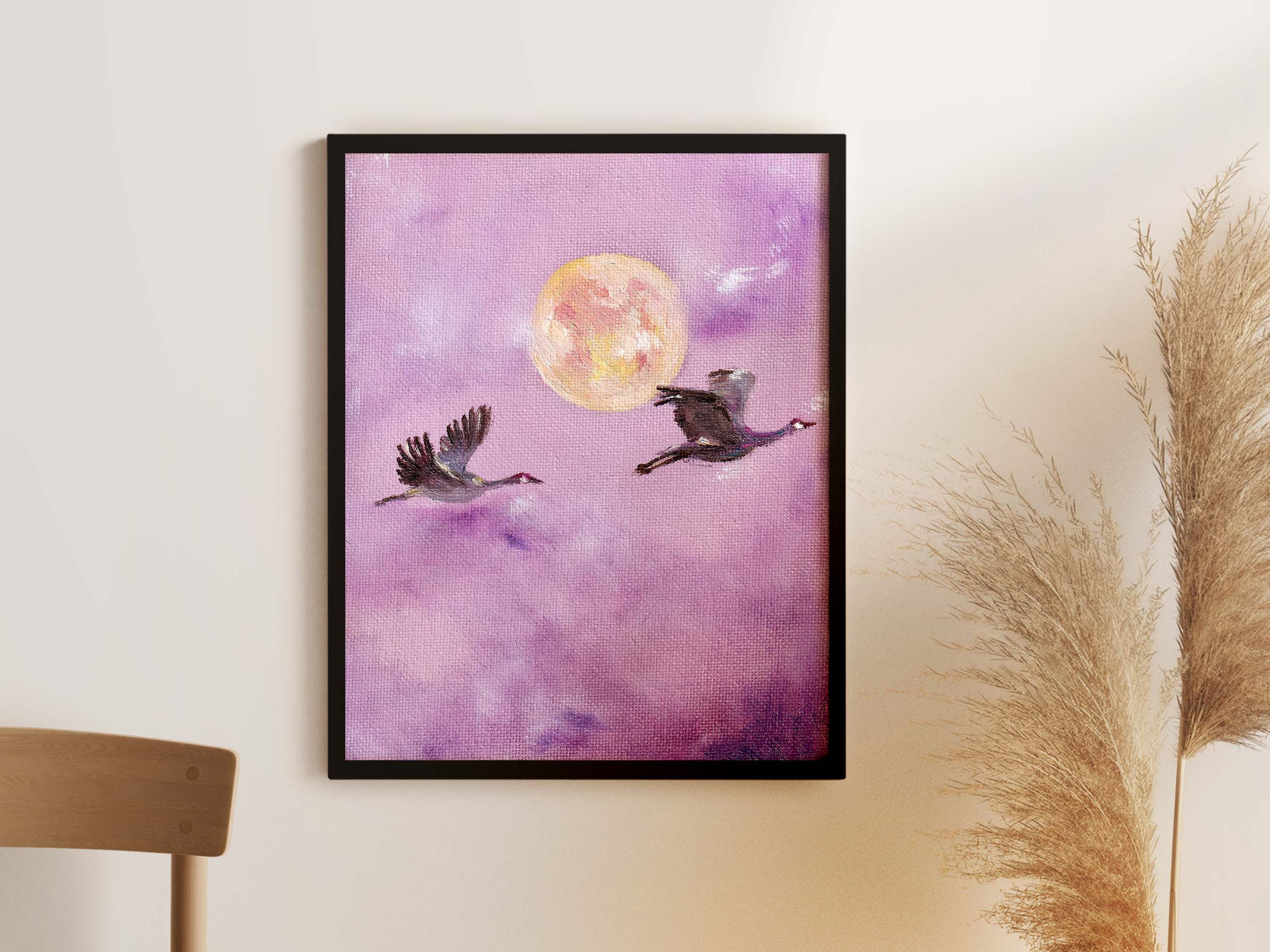 Moonlight Cranes I Print