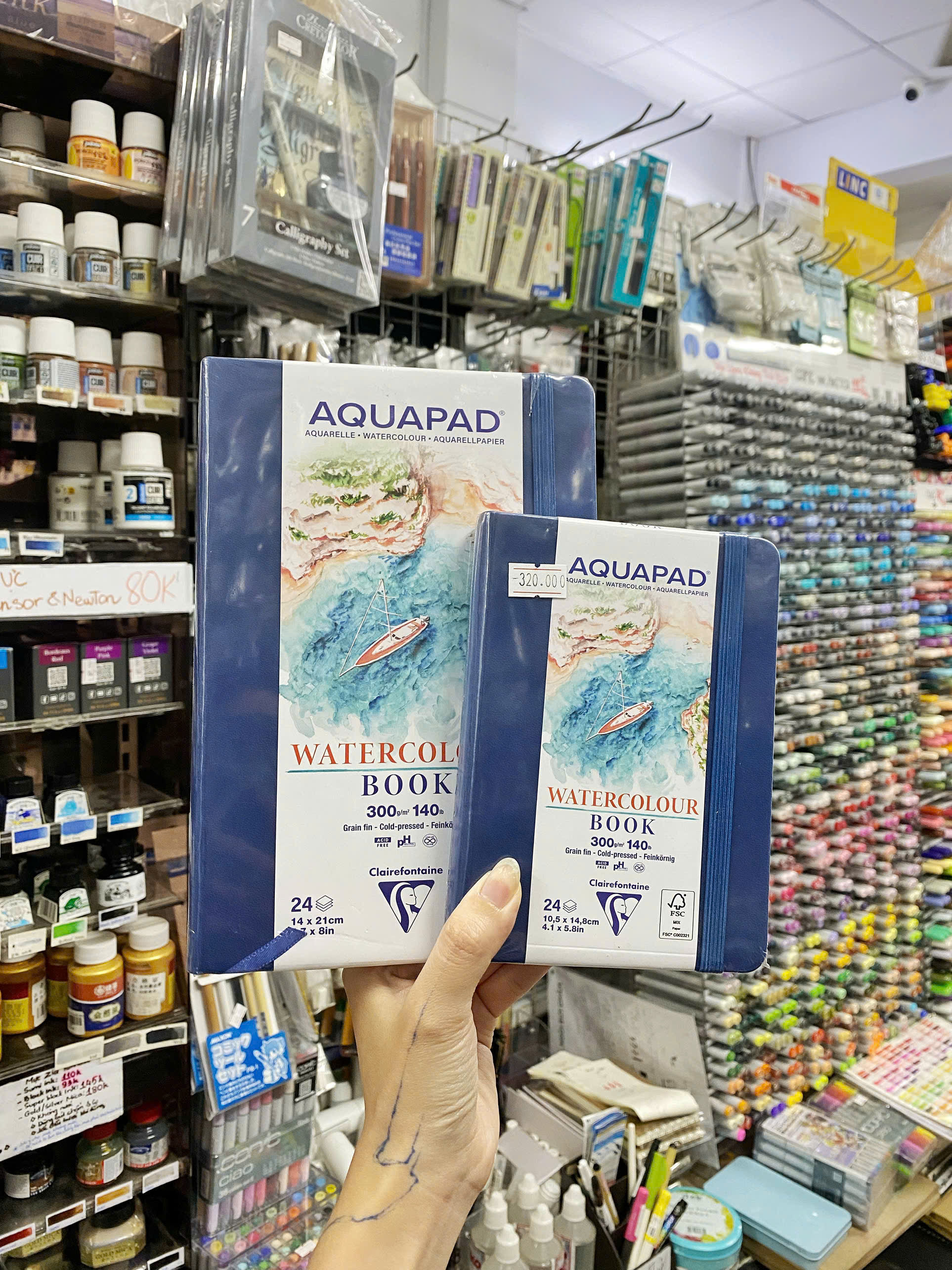 Sổ vẽ màu nước Clairefontaine Aquapad Watercolor bìa cứng 300g