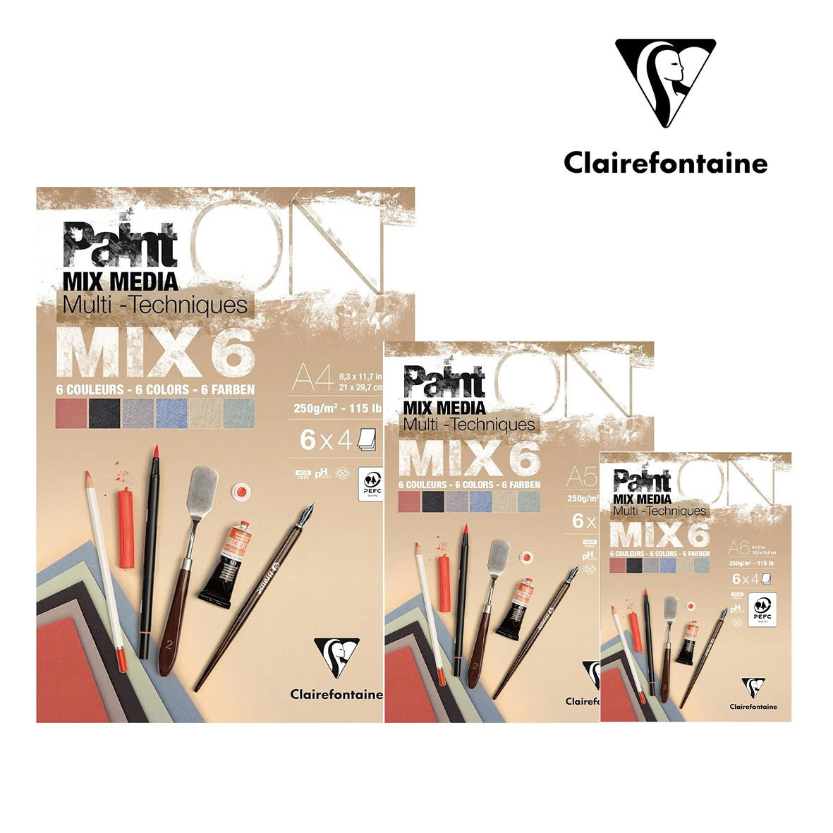 Sổ giấy màu Clairefontaine Paint On MIX6 250gsm