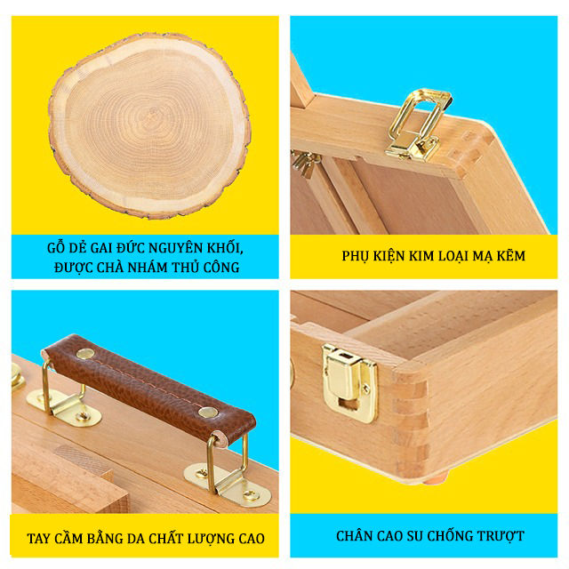 Hình thu nhỏ: Hộp gỗ giá vẽ MeeDen HBX-3 - MEEDEN Adjustable Artist Tabletop Easel Sketchbox
