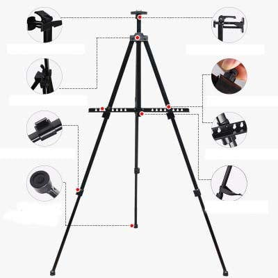 Hình thu nhỏ: Giá vẽ sắt ET0301A - Metal Tripod Plein Air Easel with Carrying Case