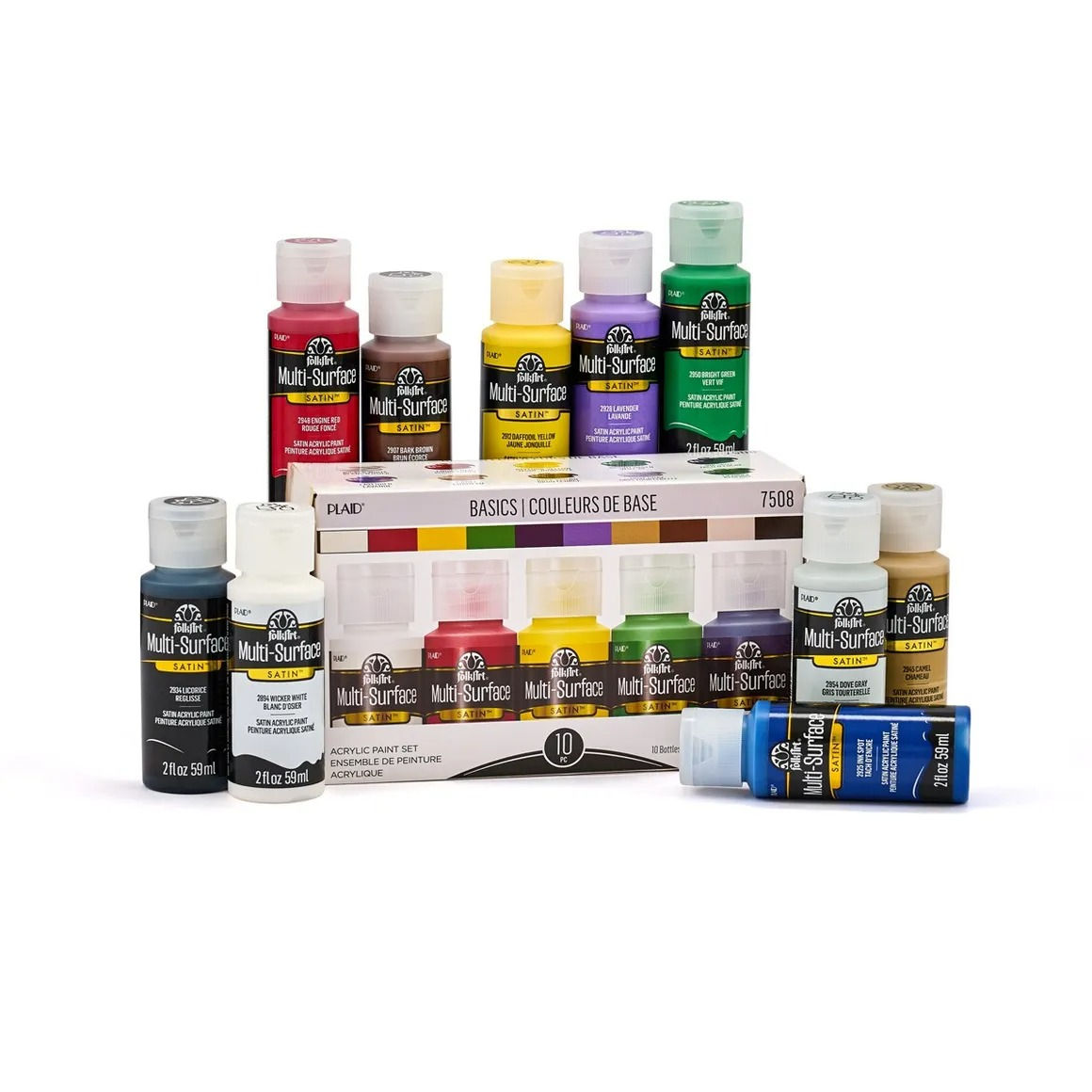 FolkArt Multi-Surface Acrylic Paint set Basics 10x59ml - 7508
