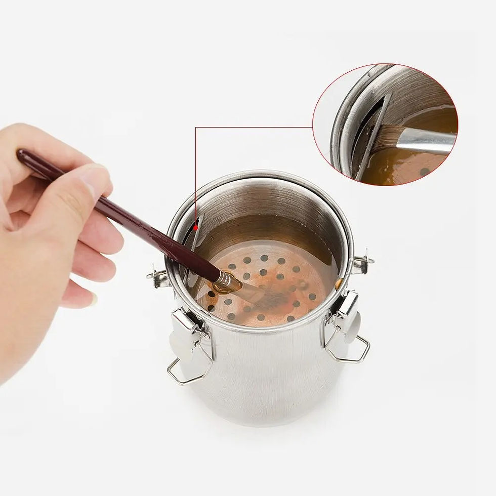 Hình thu nhỏ: Lon rửa cọ Inox hình bầu lớn 3 chốt x025