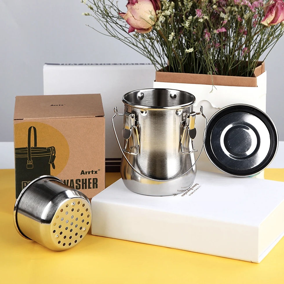 Hình thu nhỏ: Lon rửa cọ Inox hình bầu lớn 3 chốt x025