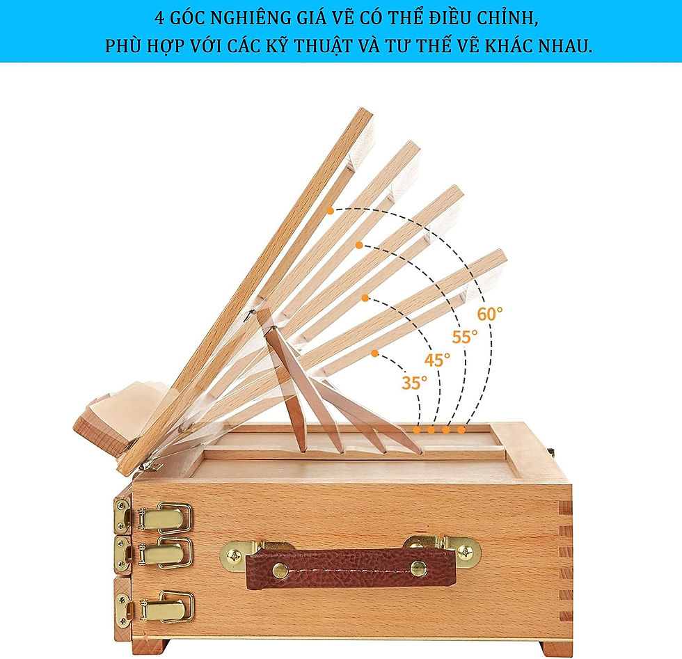 Hình thu nhỏ: Hộp gỗ giá vẽ 3 ngăn XHH-03 MEEDEN Large Adjustable Tabletop Easel Sketchbox