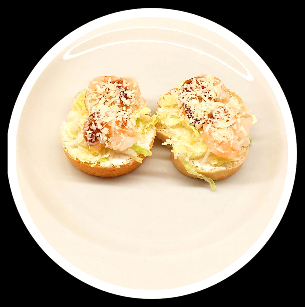 Брускетта Цезарь креветками