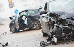 car crash accident on street, damaged au