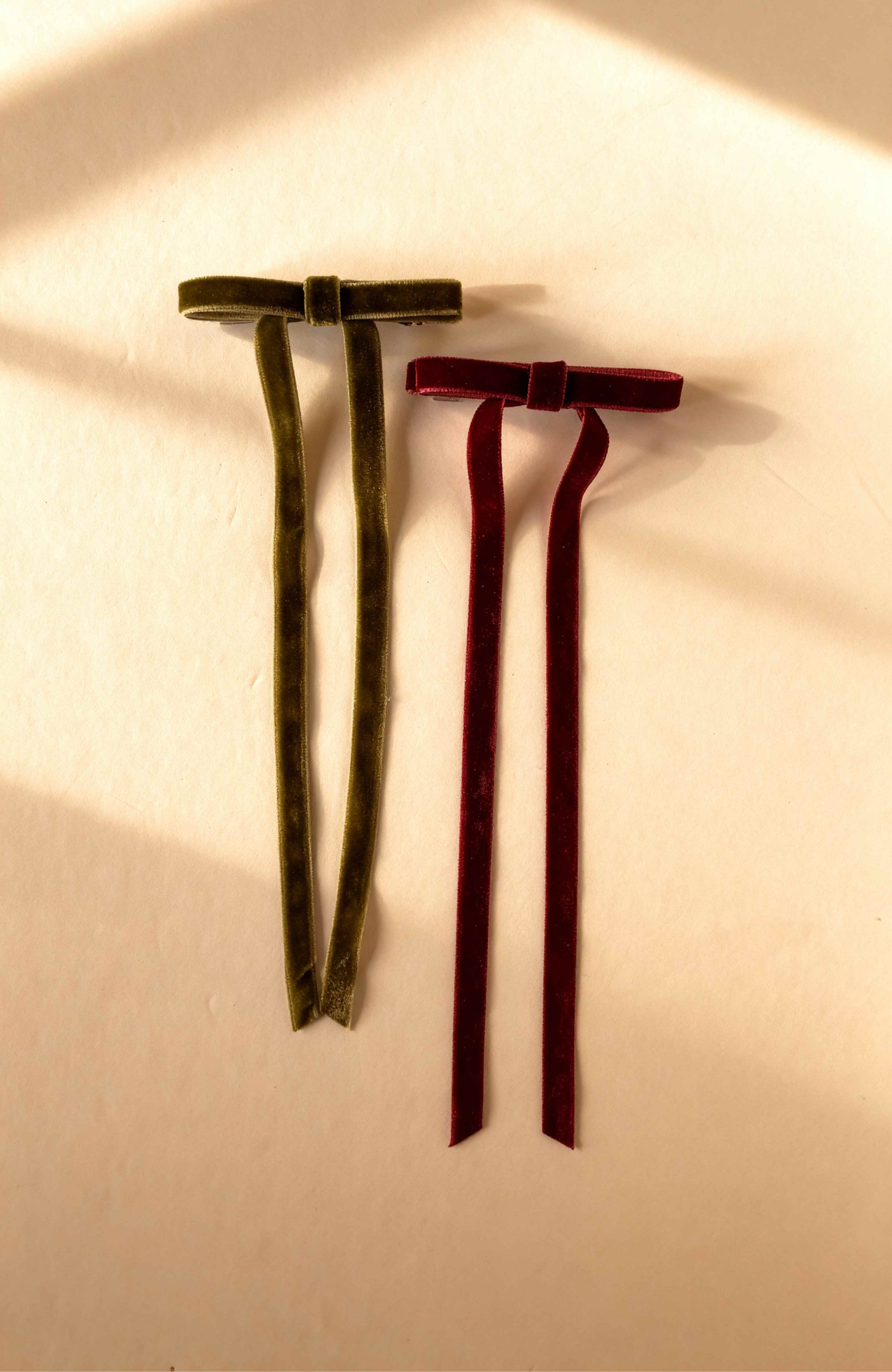 Velvet Cascade Bow Clip Set