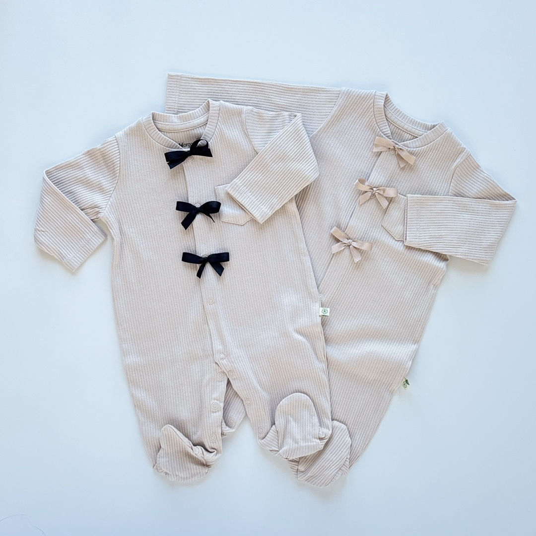 Tubebé Signature Bow Romper – Sand