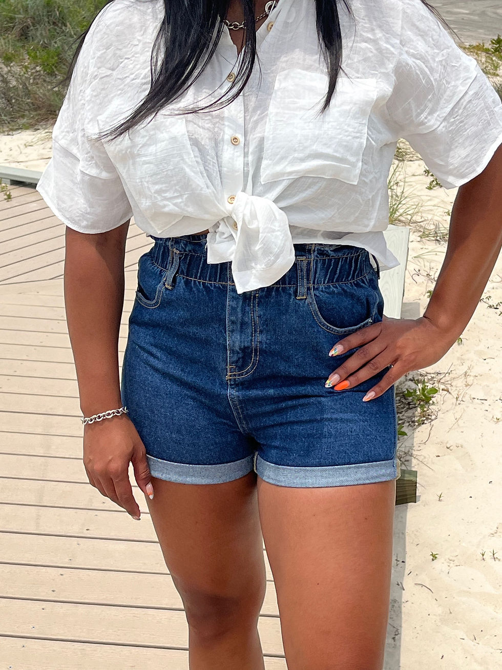 Thumbnail: Paper bag denim shorts